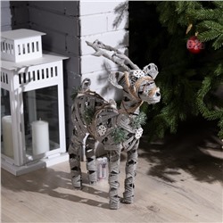 Светодиодная фигура «Серый олень» 34×48×12 см, металл, текстиль, батарейки ААх2 (не в комплекте), свечение тёплое белое