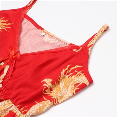 Пижама женская (майка, брюки), красная, размер 46