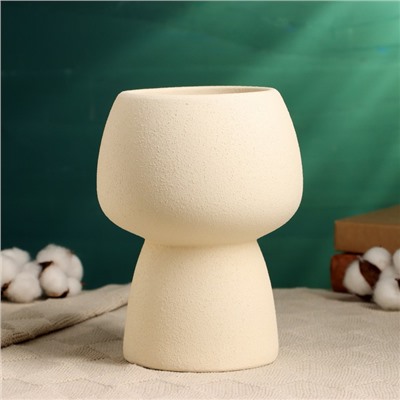 Декоративное кашпо - ваза для цветов «Мина», 14×14×20 см, керамическое, белое