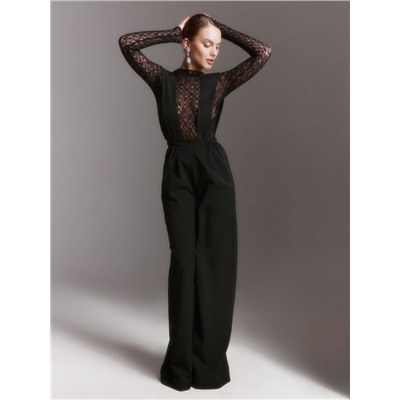 Брюки женские на лямках MINAKU: Casual Collection, чёрные, размер 42