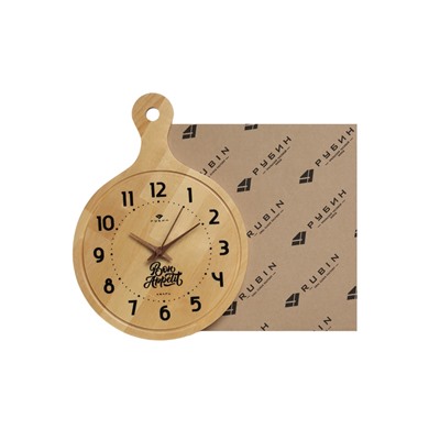 Часы настенные интерьерные «Доска Bon Appetit», для кухни, бесшумные, плавный ход, 24.5×35 см, дерево, от батарейки 1×АА