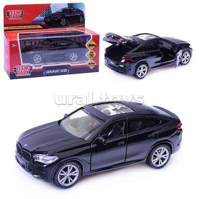 Машина металл BMW X6, 12 см, (двери, багаж, черный) инерц. в коробке