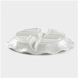 Менажница керамическая 4 ячейки «Воздушность», 19×3 см, цвет белый