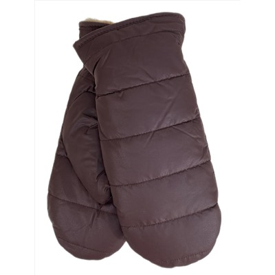 Зимние женские варежки с подкладом из искусственного меха, цвет коричневый