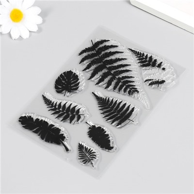 Штамп для творчества силикон "Листья папоротников и монстеры" 16х11 см