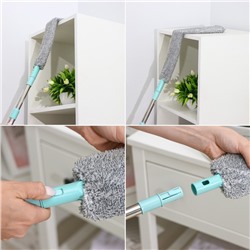 Швабра для уборки Доляна, гибкая, для труднодоступных мест, плоская насадка из микрофибры, 8×2.5×127 см