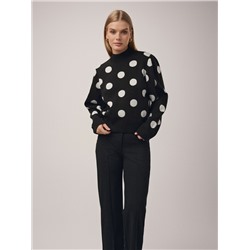 Вязаные джемперы CONTE Укороченный свитер объемного силуэта с жаккардовым переплетением LDK 23102