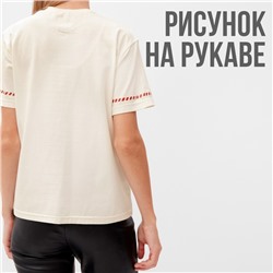 Футболка женская с красным кантом Basic line, молочная, размер 52