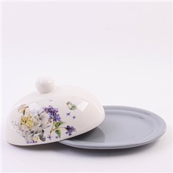 60214 Масленка с крышкой 2пр Букет фантазий доломит LR (х24)