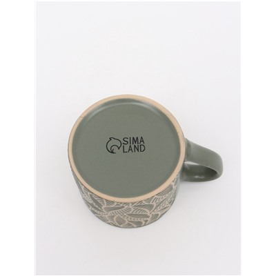 Кружка чайная керамическая «Листья», 320 мл, ручная работа