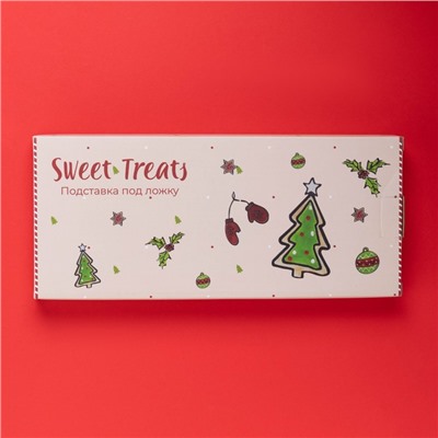 Подставка для ложки новогодняя Доляна Sweet Treats, 26.5×11.5 см, керамика, белая