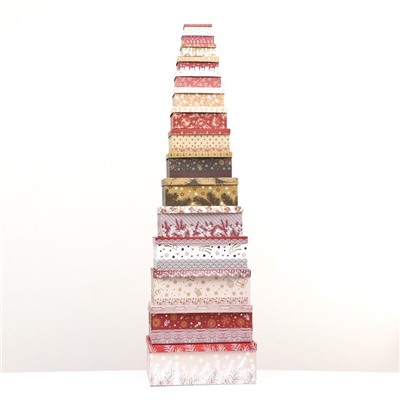 Набор подарочных новогодних коробок 15 в 1 «Изысканность», 47.5×31×18 - 12×7×4 см