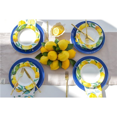 Тарелка глубокая Доляна «Лимон», d=20 см, цвет белый