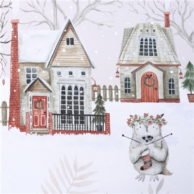 Комплект штор для кухни с подхватами «Этель. Звери в городе», 2 шт., белые, 145×180 см