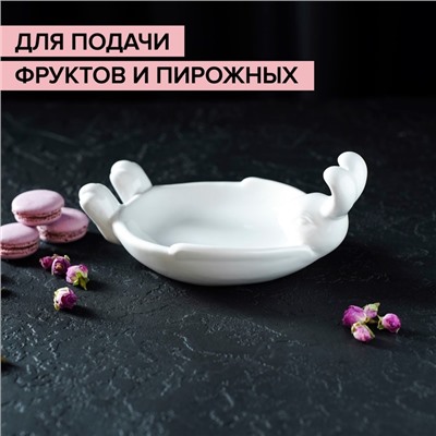 Блюдо сервировочное Доляна «Зайка», 21×16×9,5 см, доломит, цвет белый
