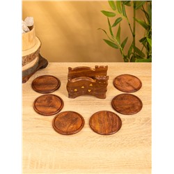 Подставка под горячее «Кошка», набор 6 шт., 11.5×13×6.5 см, дерево шишам