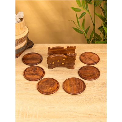 Подставка под горячее «Кошка», набор 6 шт., 11.5×13×6.5 см, дерево шишам