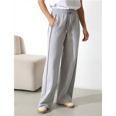 Прямые брюки с лампасами из эластичного футера двухнитки без начеса