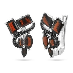 Серьги из серебра гранат, шпинель, Бернарда