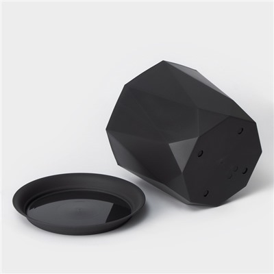 Горшок для цветов с поддоном «Призма», 4.7 л, пластиковый, графитовый