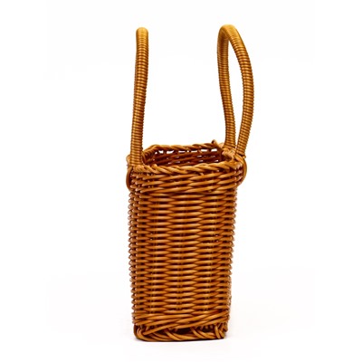 Корзина плетёная для хранения, 29×16×16 см, ручка h=17 см, пластиковая, коричневая