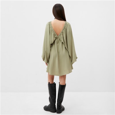 Платье мини женское MIST с глубоким вырезом, размер 48, оливковое