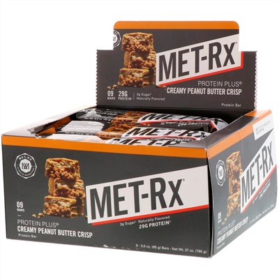 MET-Rx, PROTEIN PLUS Bar, Creamy Peanut Butter Crisp, 9 Bars, 3.0 oz (85 g ) Each