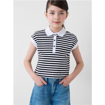 Джемпер трикотажный с воротником поло для девочек