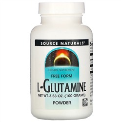 Source Naturals, L-глютамин, порошок в свободной форме 3.53 унции (100 г)