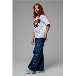 8506/1 Футболка женская оверсайз (Белый_минни)