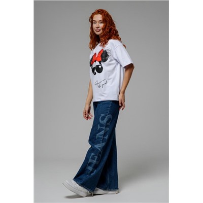 8506/1 Футболка женская оверсайз (Белый_минни)