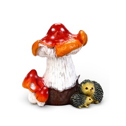 Садовая фигура «Гриб-мухомор с ежами» из полистоуна, 40×32×40 см