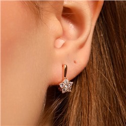 Серьги цветы ювелирная бижутерия коллекция "Дубай", покрытие позолота, вставка: фианиты, цвет: прозрачный, Уценка, арт.08.4043 (213.589)