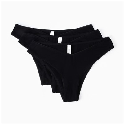 Трусы женские бразилиана Mark Formelle, набор 3 шт., чёрные, размер 48 (L)