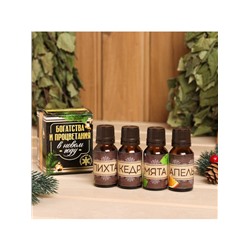 Новогодний набор эфирных масел «Богатства и процветания», пихта, кедр, мята, апельсин, 4 шт. по 15 мл