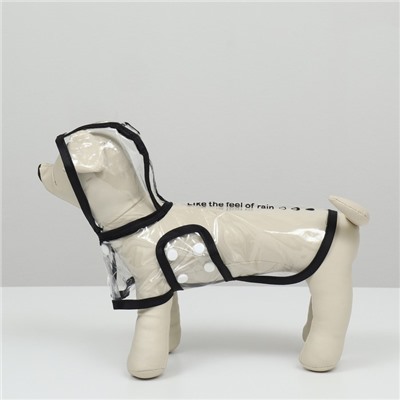 Дождевик для собак, размер XS, ДС 18, ОГ 25-30, ОШ 25 см, чёрный