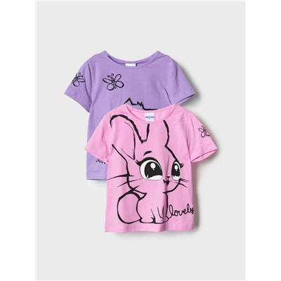 Фуфайка трикотажная для девочек (футболка), 2 шт в комплекте