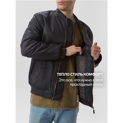 Бомбер мужской на молнии MIST, размер 52, черный