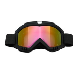 Очки-маска для езды на мототехнике, стекло золотой хром, чёрные, ОМ-14