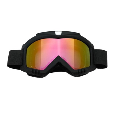 Очки-маска для езды на мототехнике, стекло золотой хром, чёрные, ОМ-14