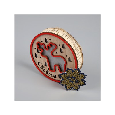 Ёлочная игрушка «Лосёнок», 13.5×3 см, 1 LED, от батареек, свечение тёплое белое