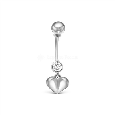 Пирсинг из серебра с фианитами родированный п027р200