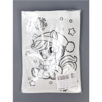 Сумка-Шопер детская, под роспись «Новогодняя лошадка»