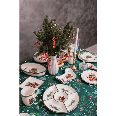 Тарелка сервировочная новогодняя Доляна «Сказки зимнего леса», 20×15.5×3 см, доломит, белая