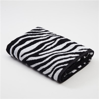 Полотенце махровое Этель ЧБ «Зебра», пестроткань, 70×130 см