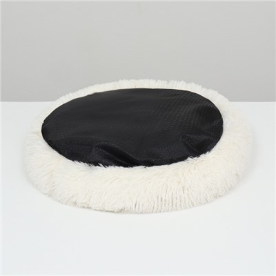 Лежанка для собак и кошек, длинный мех, 80×80×25 см, молочная
