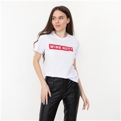 Футболка женская KAFTAN WINE NOT, белая, размер 40-42