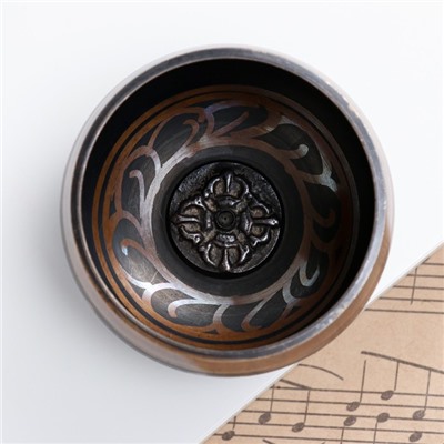 Поющая чаша Music Life «Послание», музыкальный инструмент, чёрная с узорами, 8 см