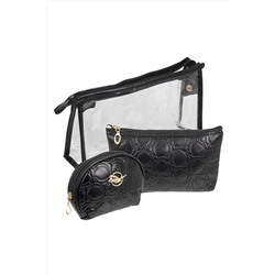 Kristaller Набор косметичек Embossing circle 3 in 1, чёрный KRISTALLER, 1111199