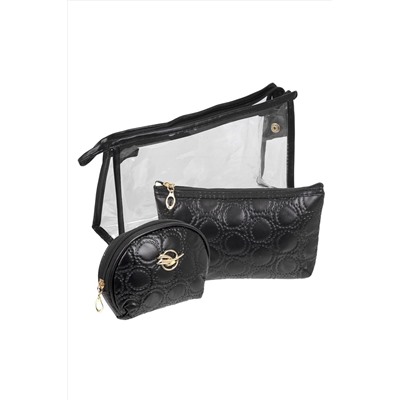 Kristaller Набор косметичек Embossing circle 3 in 1, чёрный KRISTALLER, 1111199